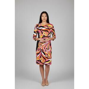 Tracy Negoshian Pucci Print Colorful Dress with black side panels NWT Sz. Med.